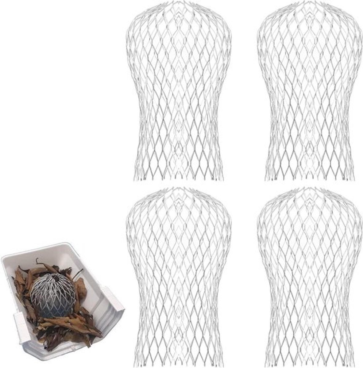 4 stuks aluminium buisfiltergaas gootbeschermers | Uitbreidbare bladstrainer | Gootbeschermfolies | Buisbescherming | Regenpijpbeschermers