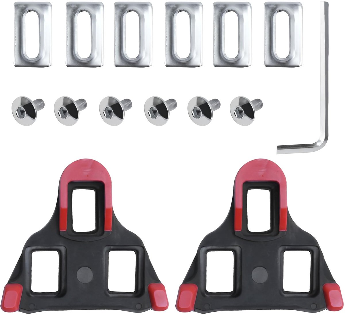 SPD-SL Cleats Set voor Rennfietsen en Triathlon, Zwart-Rood, Compatibel met SH10 SH11 SH12