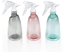 Gvolatee 3 stuks verstuiver spuitfles 500 ml, navulbare spuitflessen, leeg, transparante spuitfles, kunststof sproeier, planten, professionele waterspuitfles voor bloemen, haren, reiniging