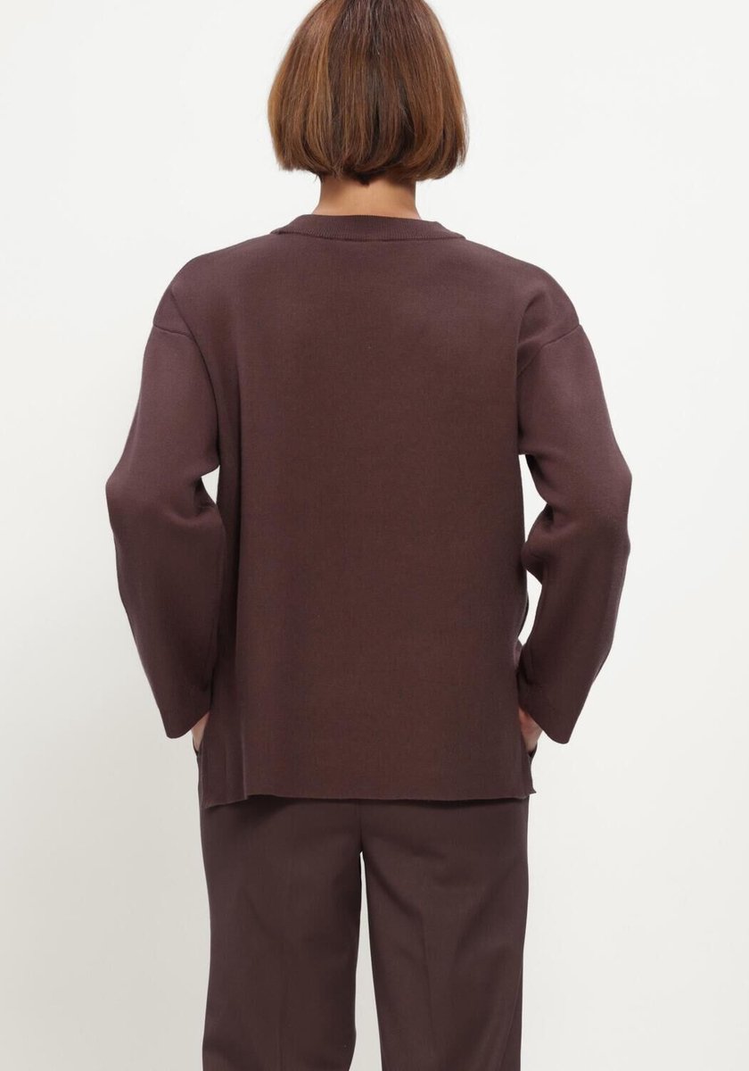 Object Objreynard L/s Lo Knit Pullover Noos Truien & vesten Dames - Sweater - Hoodie - Vest- Bruin - Maat XL