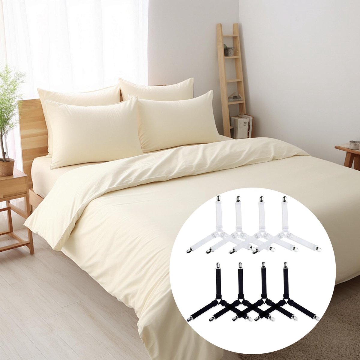 8x Hoeslaken Spanners - Verstelbare Elastische Lakenspanners met Clips - Driehoekige Hoeslakenhouders voor Bed, Matras, Bank & Strijkplank