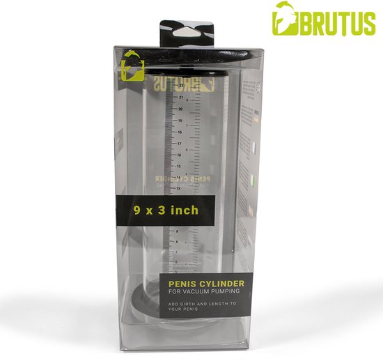 Brutus penissylinder voor vacuümpompen, 9 x 3 inch, met duidelijke maataanduidingen