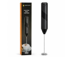 INTER-CAFFÈ Melkopschuimer Elektrisch – Melkopschuimer Handmatig – Melkschuimer op Batterijen – Zwart