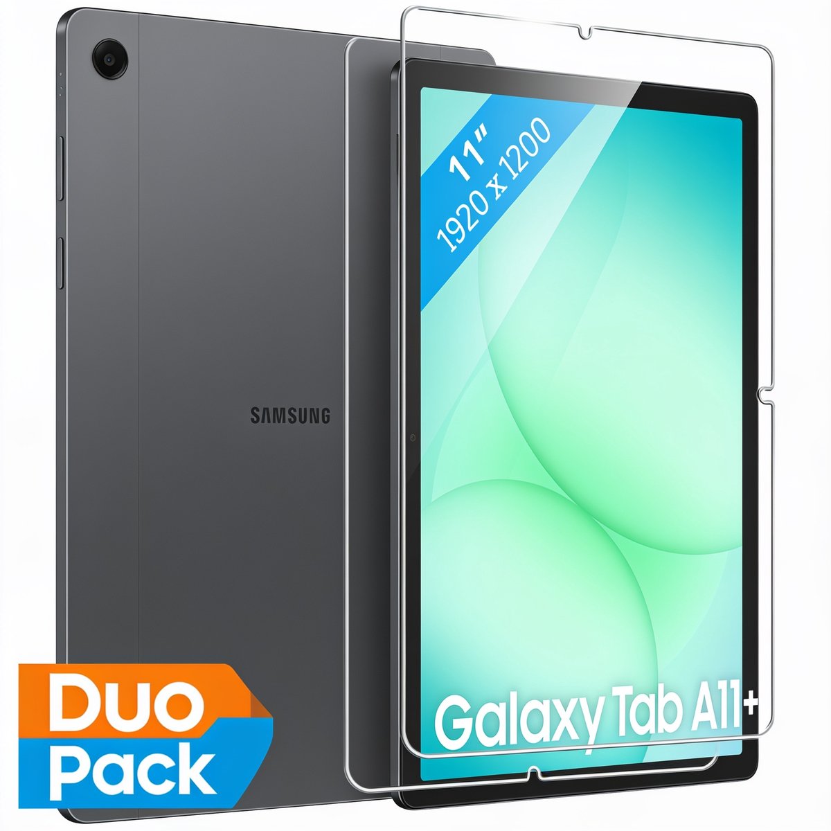 Screenprotector 2 Stuks Duo Pack voor Samsung Galaxy Tab A11 Plus – Gehard Glas 9H – Tempered Glass Beschermglas – Case Friendly – Tablet Screen Protector