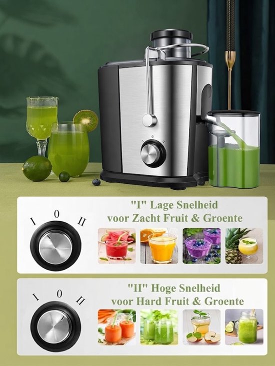 Lìon® Sapcentrifuge - Sapcentrifuge Voor Fruit En Groenten - 65 mm - Zilver- 26cm x 18cm x 29cm van Lion — afbeelding 5