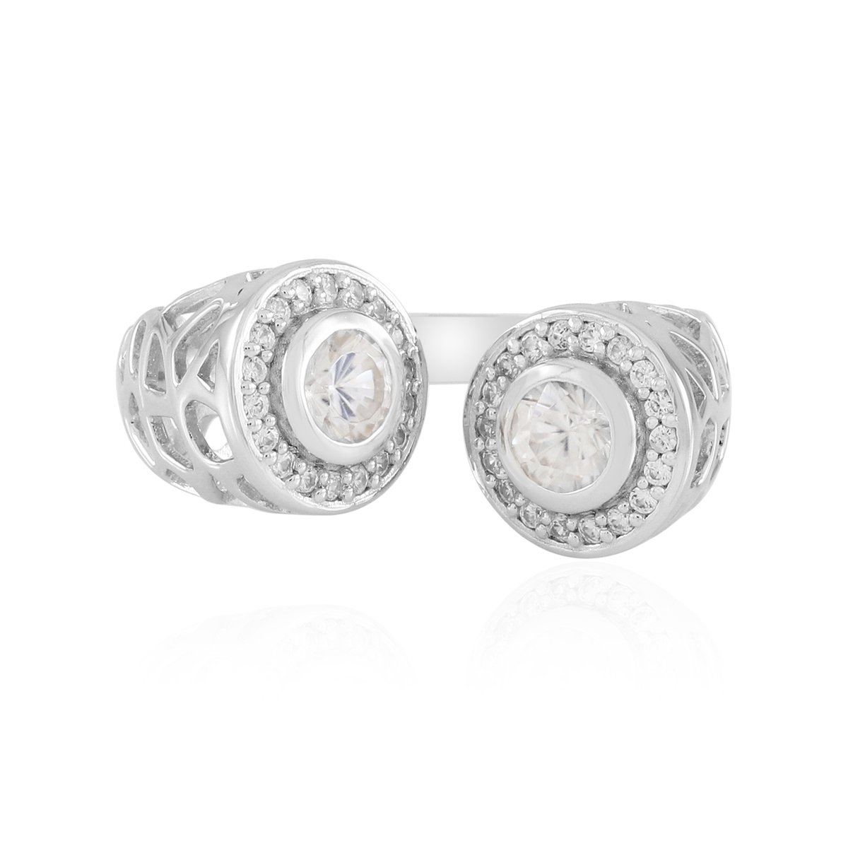Cavill - Zilveren Ring met Cambodjaanse Zirkonen 0,86 ct - 925 Sterling Zilver Platina Verguld - Filigraan Elegant Design Damesring