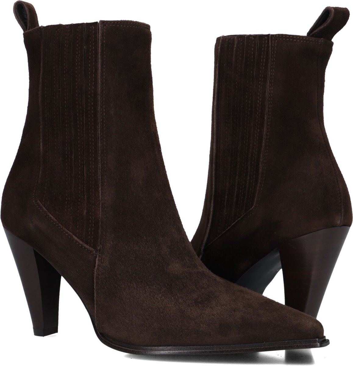 Notre-V 8928 Enkellaarsjes - Enkelboots met rits - Dames - Bruin - Maat 38