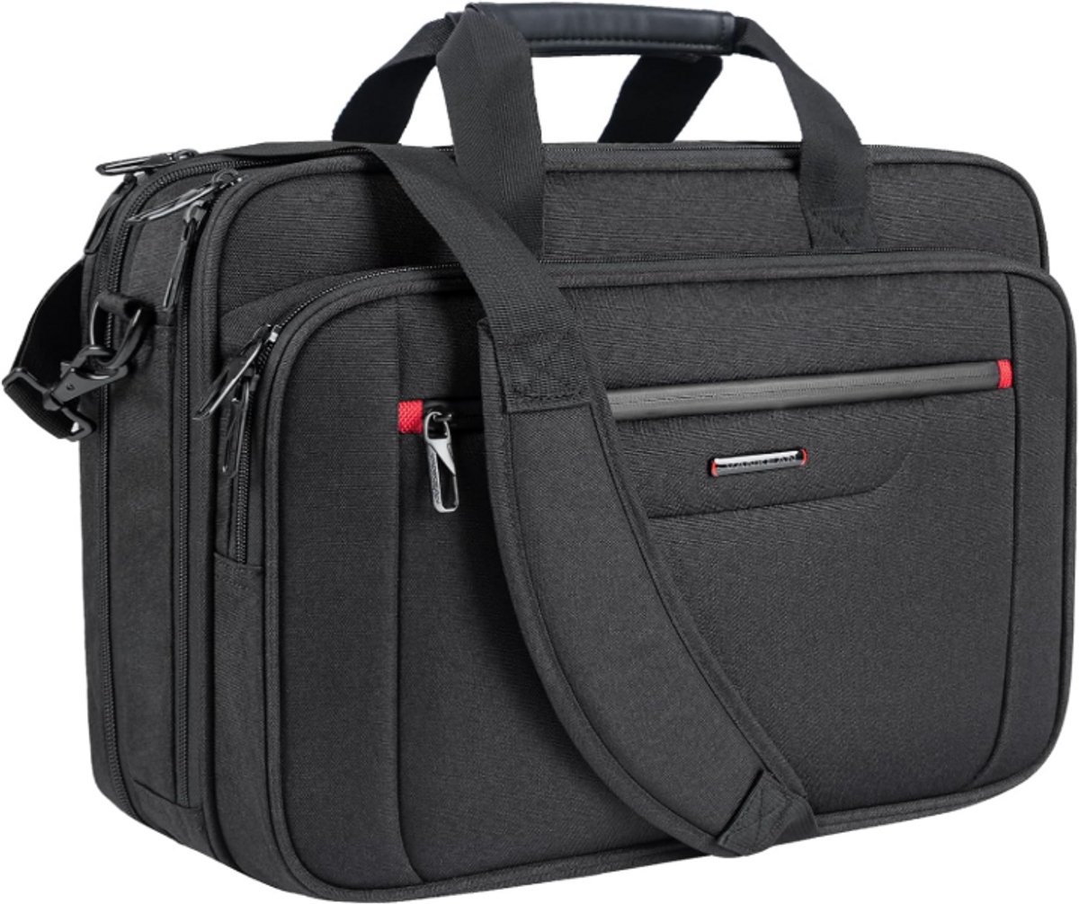Business Laptoptas – Uitbreidbaar – Aktetas – RFID Vak – Ruime Vakken – Schuimbescherming – Schoudertas – Dames & Heren – Zwart