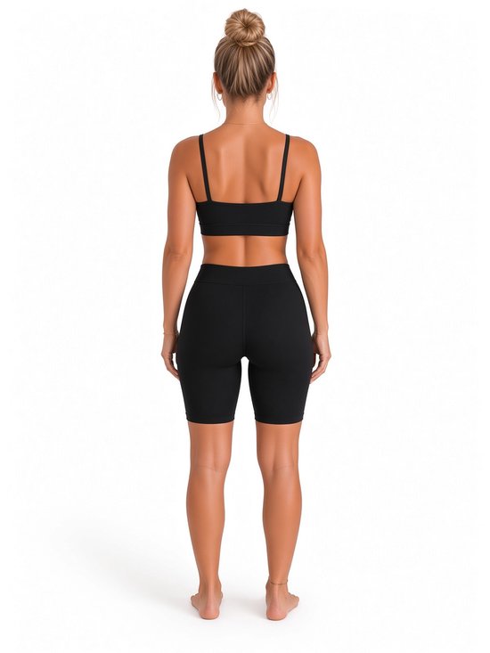 Zwarte Ribbed - L/XL - High-Waste - Biker Short - Sportlegging - High Compression - Sculpting fit - 2026 — afbeelding 2