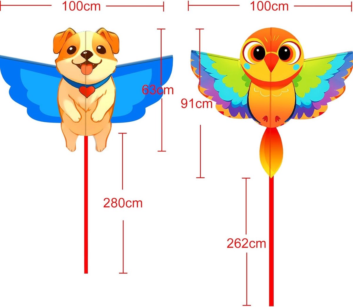 Vlieger Set - Multicolor - 90 x 61 cm - Polyester - Voor Kinderen en Volwassenen