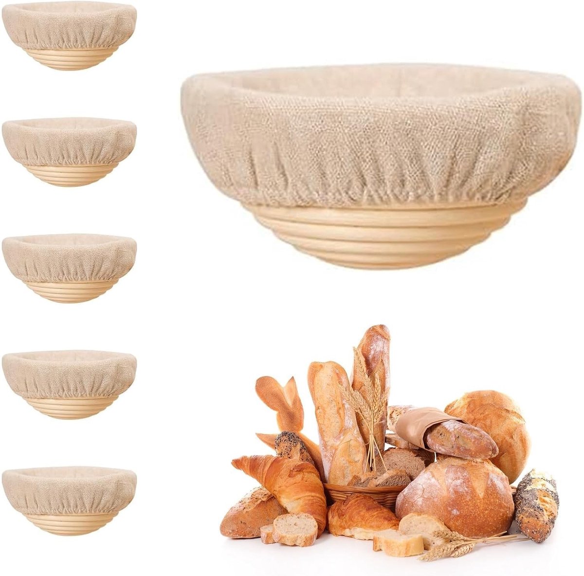 Ronde Gistmandjes - Rond - 15 cm - Rotan - Voor Broodbakken