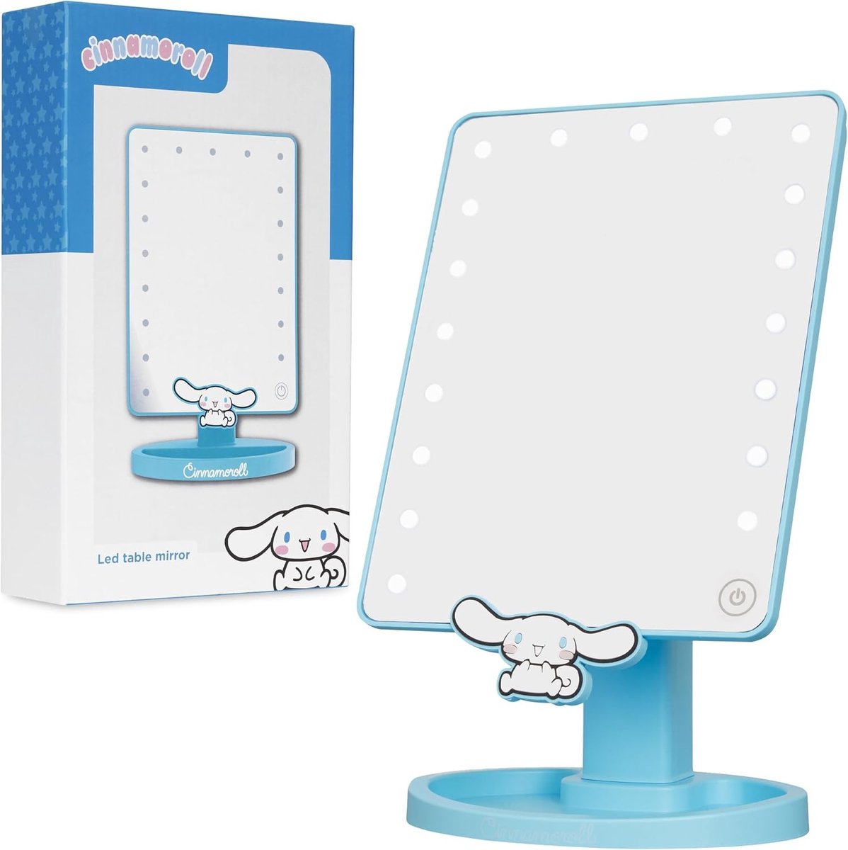 Make-upspiegel - Blauwe Cinnamoroll - 28 cm - LED Spiegel met Opberglade - Voor Vrouwen en Meisjes
