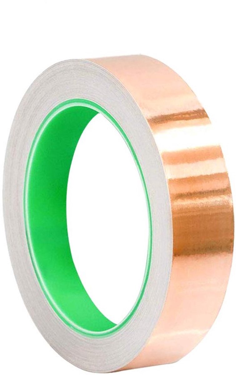 50 m x 20 mm Premium koperen folietape - dubbele conductieve lijm - EMI-scherming - slagafwijzing - papiercircuits - elektrische reparaties - aarding - knutsel DIY