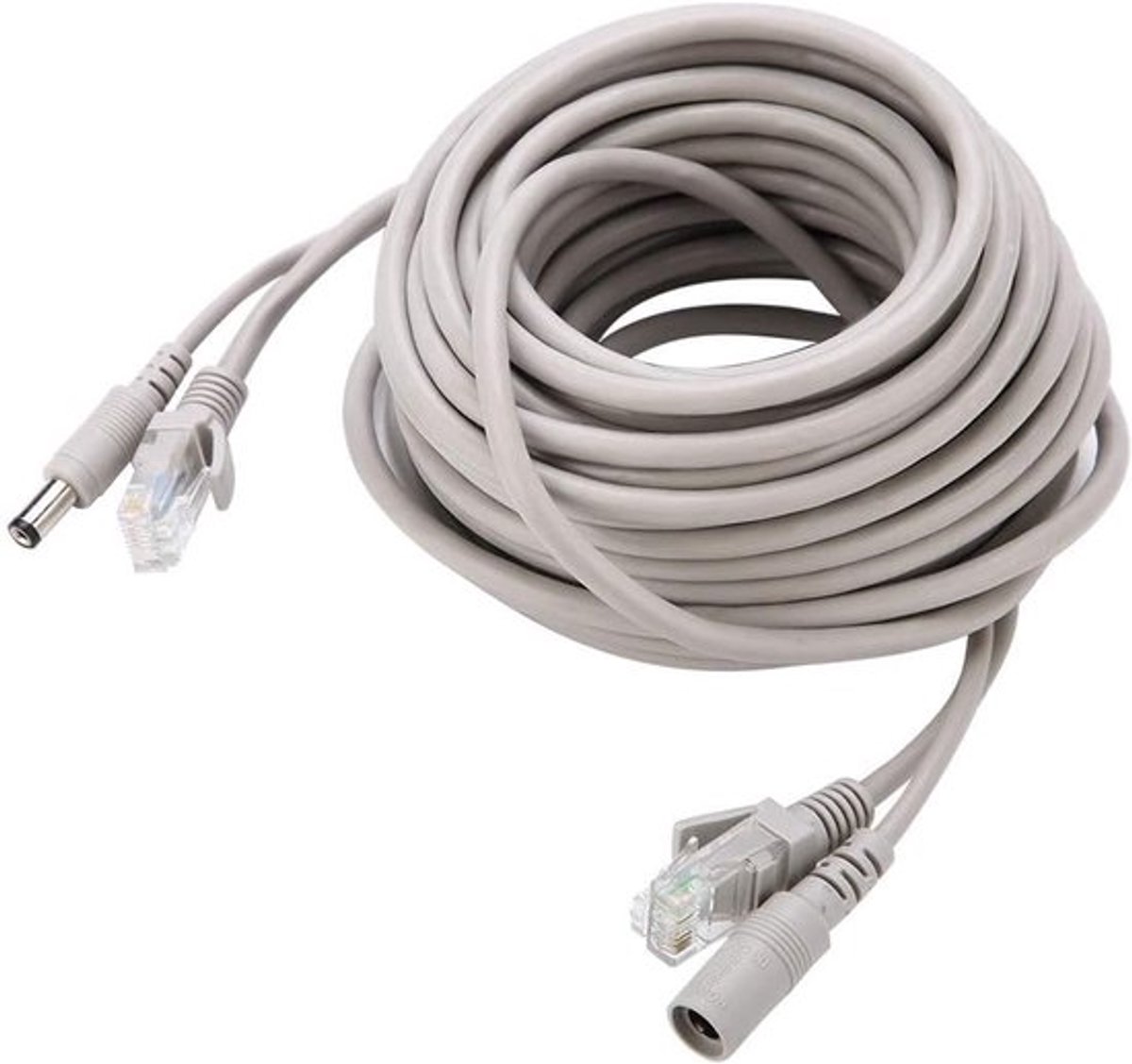 20M RJ45+DC Ethernet CCTV Kabel voor IP Cameras en NVR Systeem - 10Mbps-100Mbps Hoge Kwaliteit Power en Cat 5 Kabel voor Commerciële Bewaking