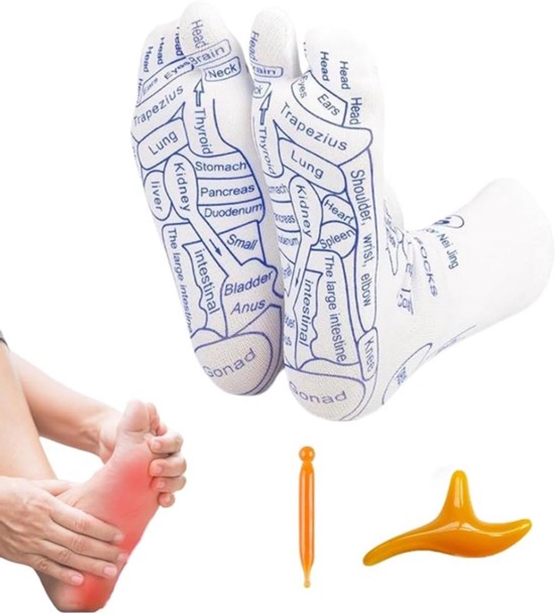 Voetmassagesokken - acupressuursokken met voetmassage-apparaat voor ontspanning en herstel (herensokken 40-44)
