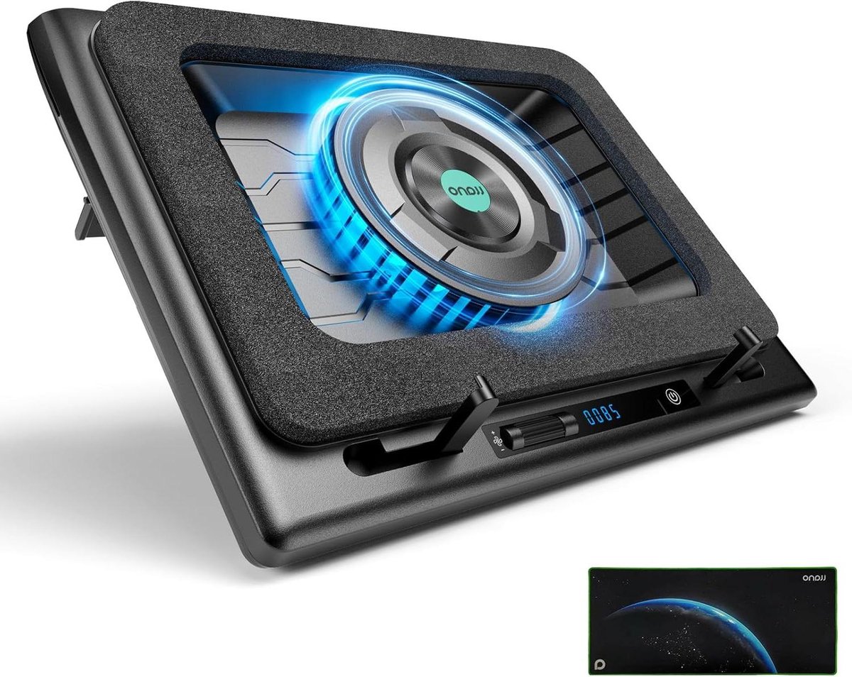 Laptop Koeler - Ventilator Stand - Oververhitting Voorkomen - Grote Turbofan - Tot 21 inch - Zwart