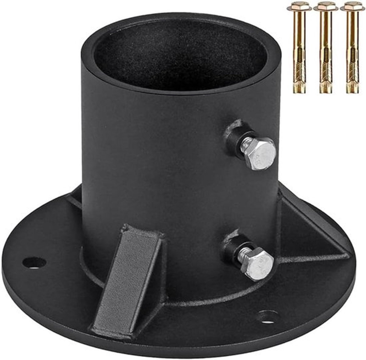 Postanker basisbeugels-kit - voor pergola - terrasreling - brievenbus - ronde paalflens wandmontage-ondersteuning - zwart - 52 x 110 x 145mm / 2.0 x 4.3 x 5.7 inch
