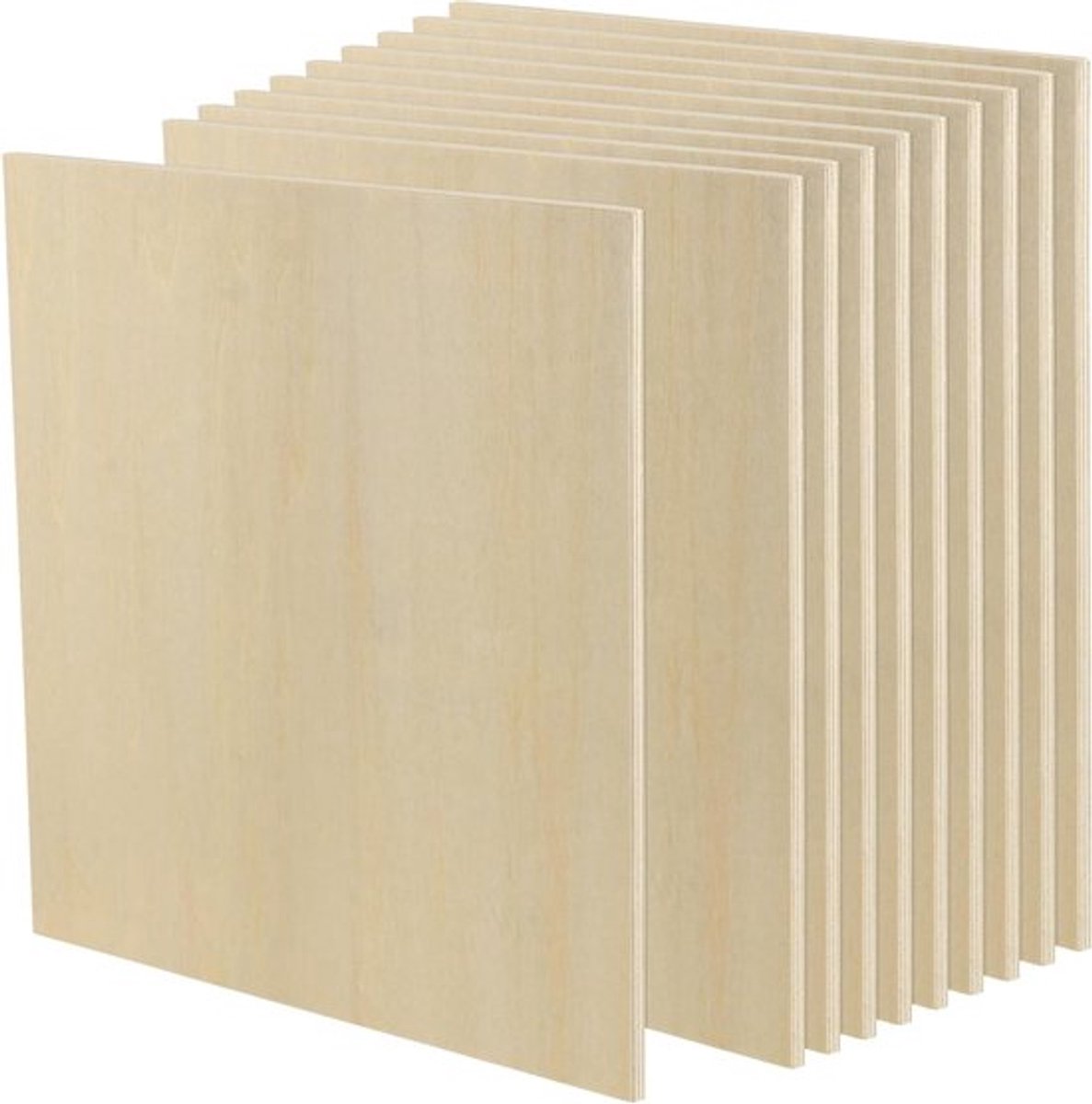 10 stuks vierkante houtplaten van 254 x 254 x 6 mm, onbewerkt multiplex voor DIY-projecten en ambachten