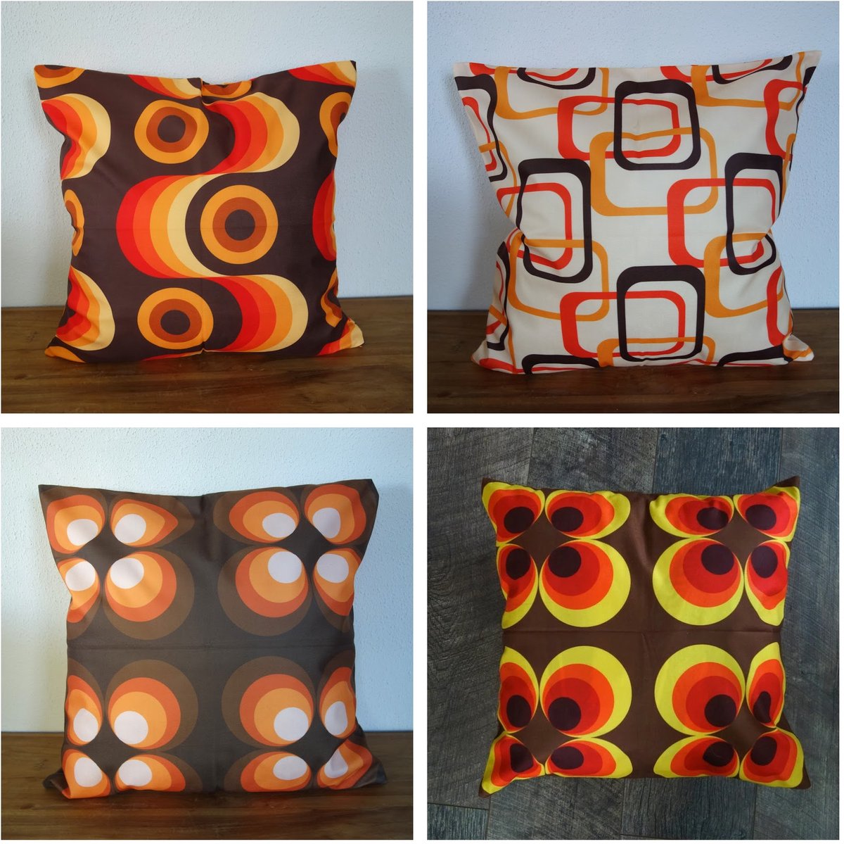 Kussenhoezen - Retro Groovy kussenhoes set van 4 - Formaat 45 x 45 cm - Exclusief binnenkussen