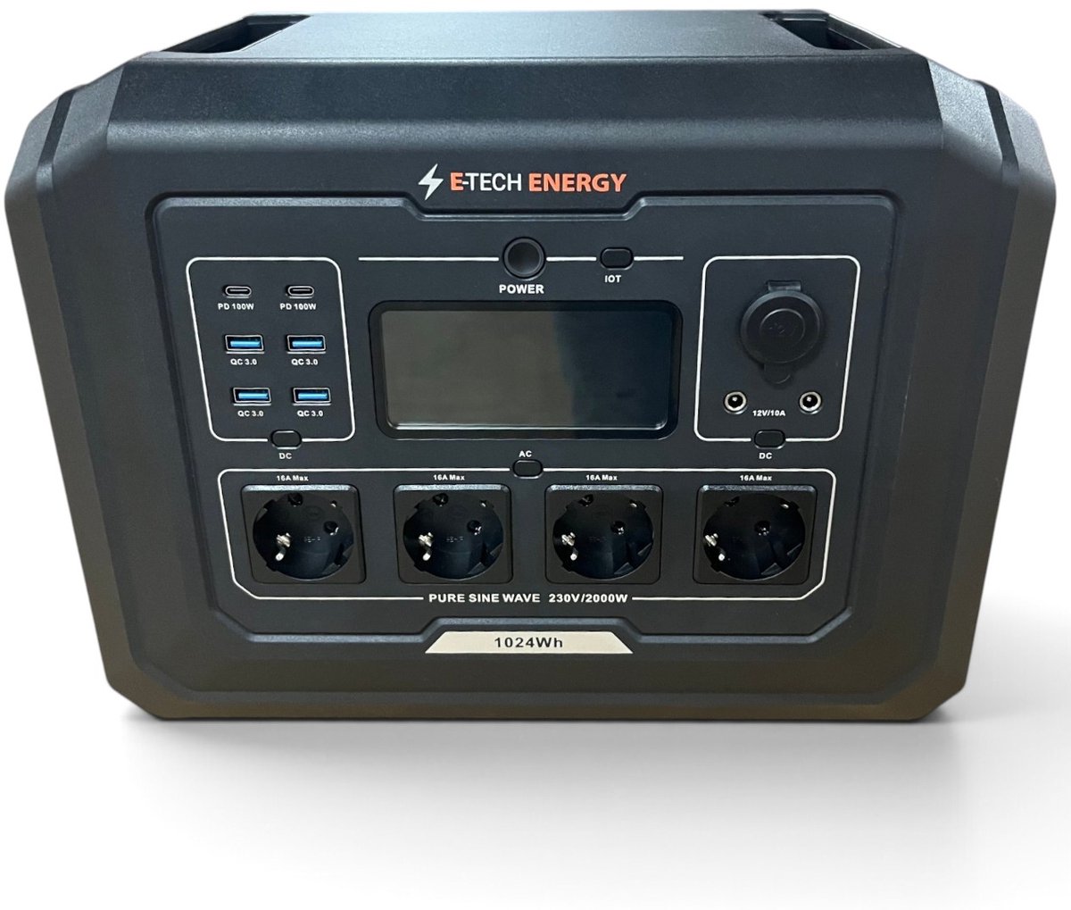 E-TECH ENERGY S1-2000W - Powerstation 2000W – 1024Wh LiFePO4 – 4500W piek – Solar 800W – USB-C 100W – draagbare noodstroomvoorziening