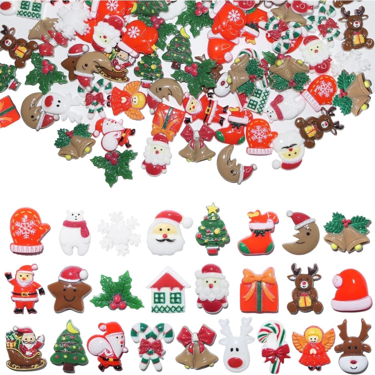 Miniatuur Kerstfiguren - Multikleur - 2 - 3,5 cm - Hars en Kunststof - Voor Kerstdecoratie