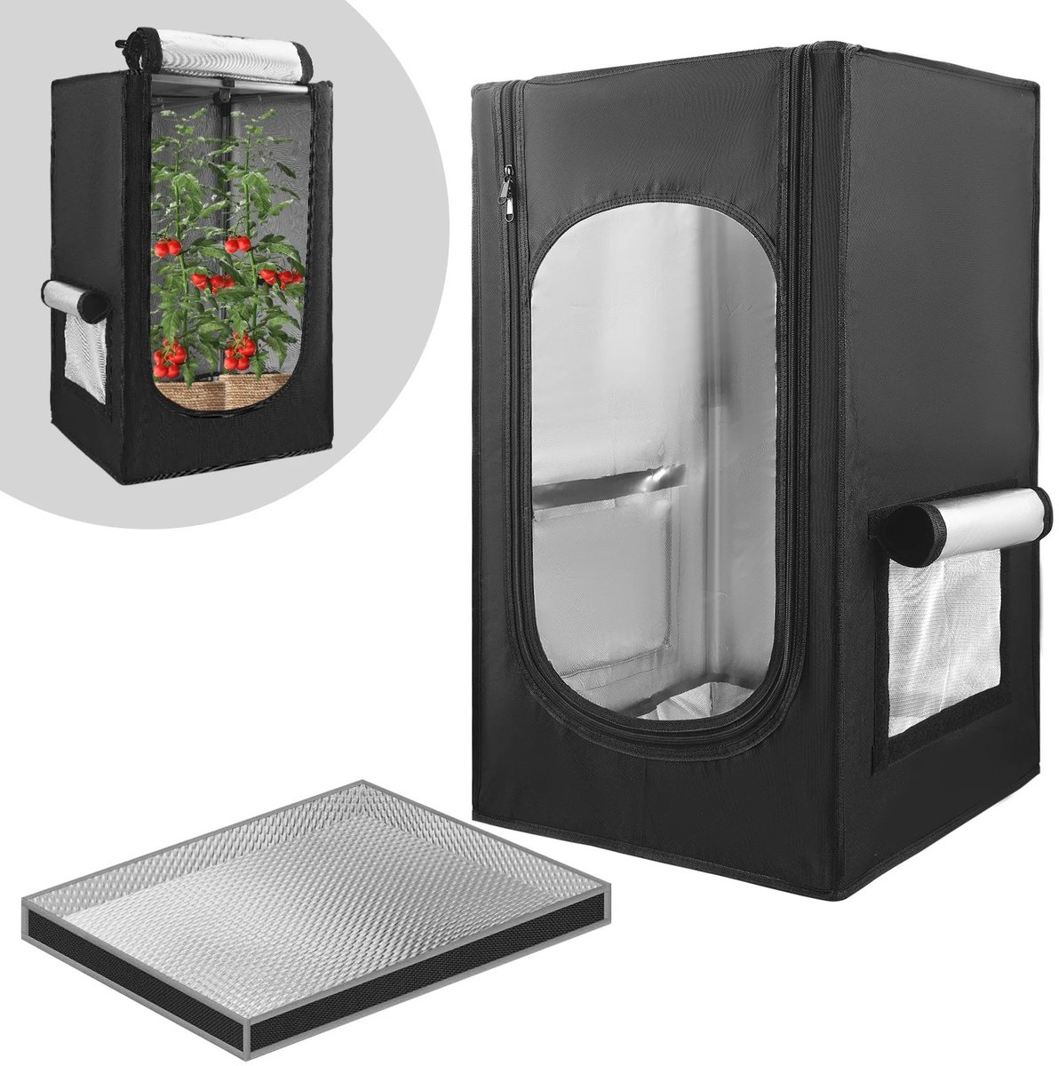 Seth Select Kweektent - Planten kweektent - Kweekkast klein - Indoor Kweektent - Hydroponische kweek - 44x44x72cm - Grijs