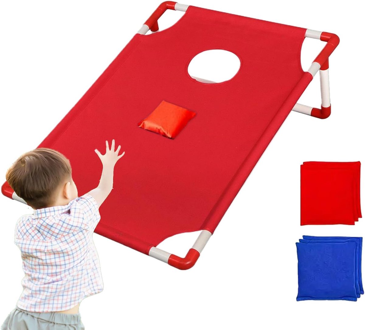 Rood Cornhole Spel - Bean Bag Game - Buitenspel met pittenzakken voor volwassenen en het hele gezin - strand, camping, tuinspel en meer.