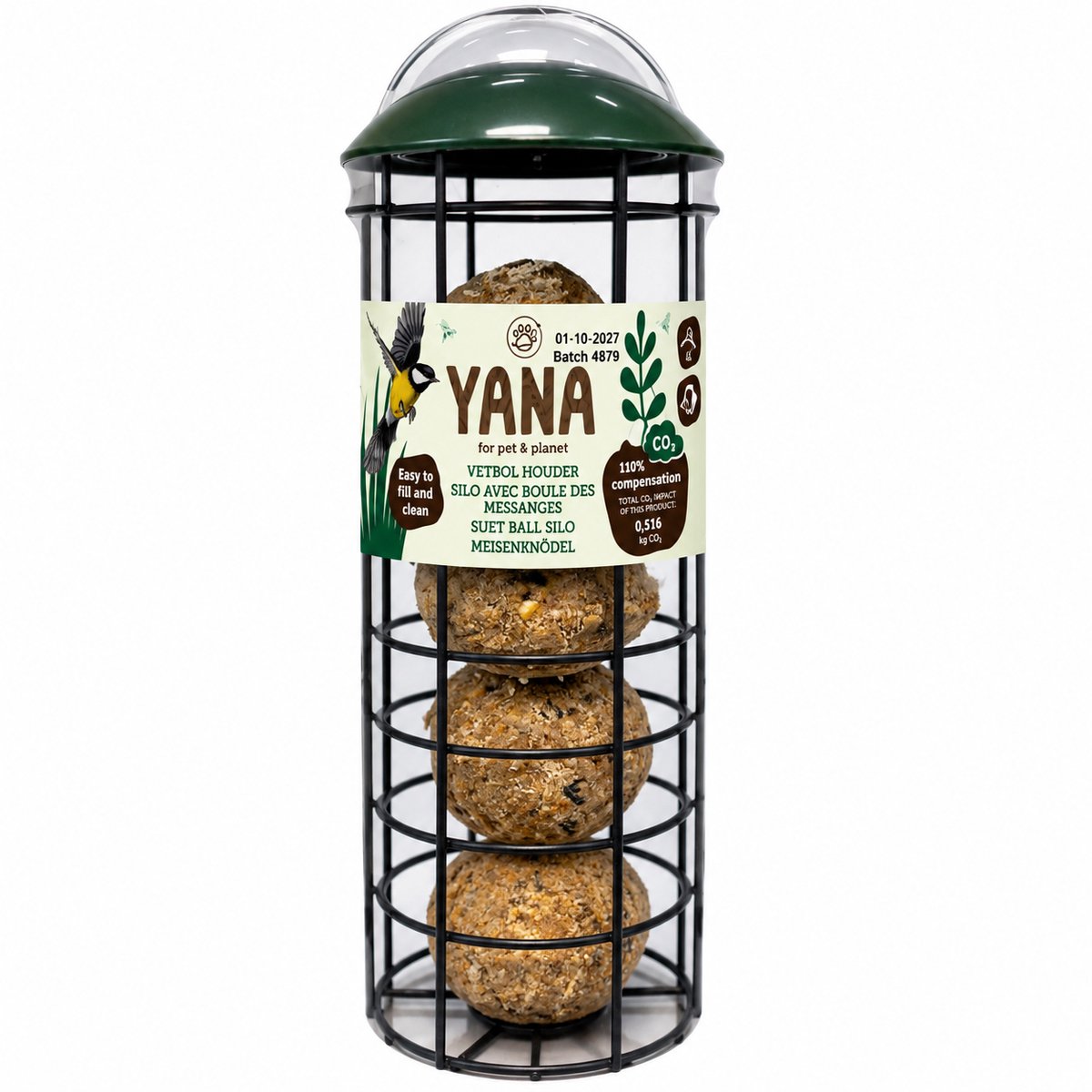 Vogelvoer Gevulde Vetbollenhouder 2 stuks / Silo – 320 gram - Yana