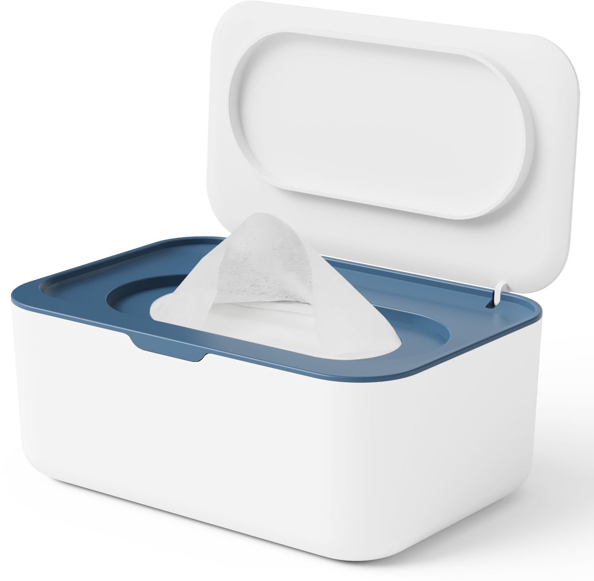 Vochtige doekjes dispenser - Wipe Box Doekjesverdeler - Stofdichte Tissue Box Houder - Wipes Dispenser voor Baby & Volwassenen – Navulbare Doekjeshouder met Siliconen Afdichting, Stofdichte Vershoudbox - Baby Dispenser - 1 stuk – Blauw