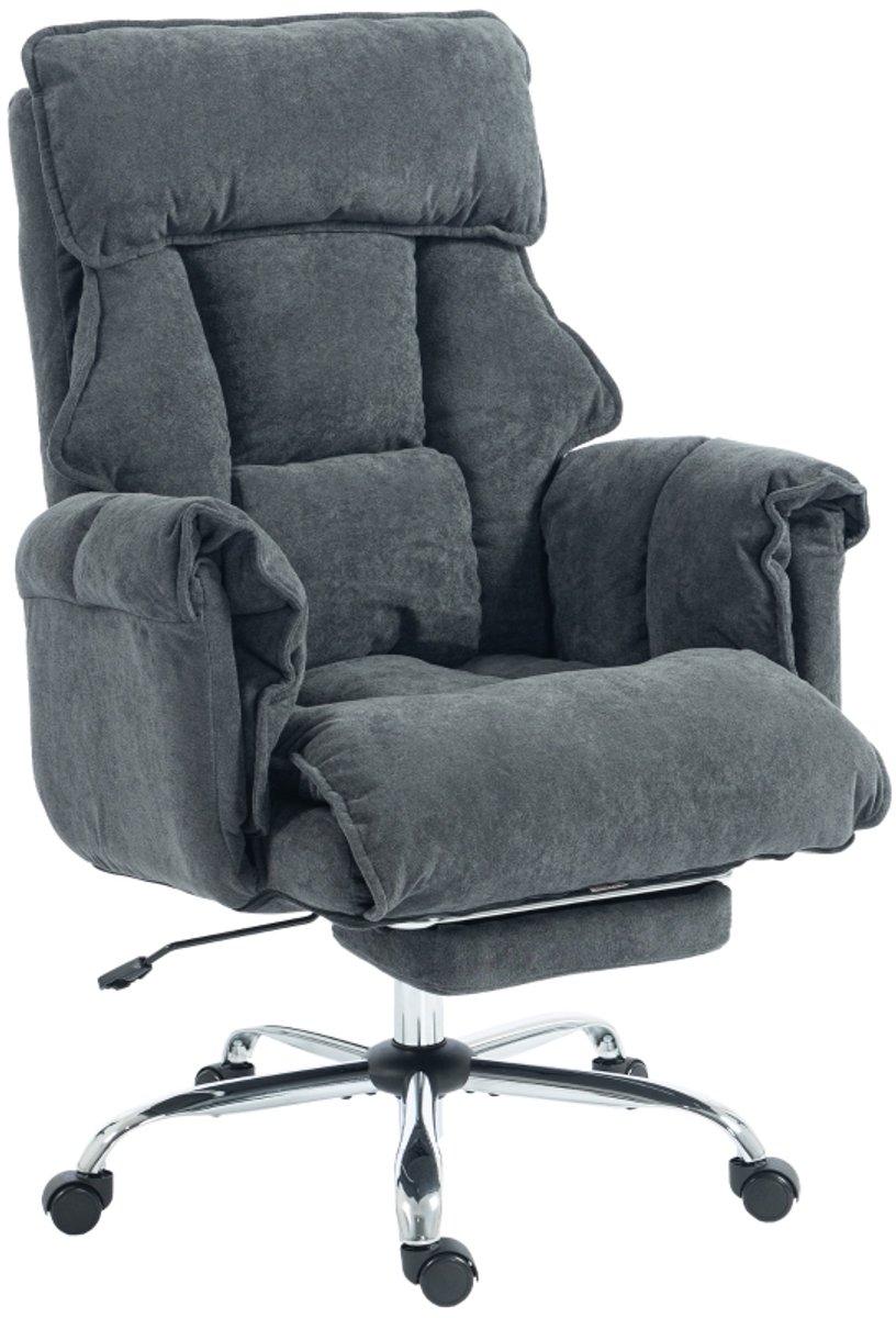 Bureaustoel 80×80×106-114 cm donkergrijs metaal computerstoel fauteuil draaistoel leesstoel met voetensteun 360° draaibaar stabiel en duurzaam geschikt voor kantoor studeerkamer slaapkamer