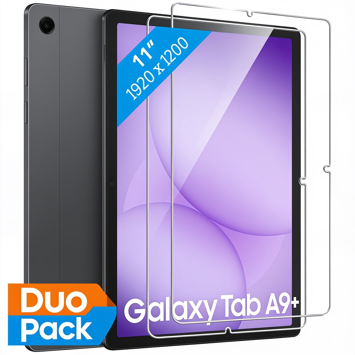 Screenprotector 2 Stuks Duo Pack voor Samsung Galaxy Tab A9 Plus – Gehard Glas 9H – Tempered Glass Beschermglas – Case Friendly – Tablet Screen Protector