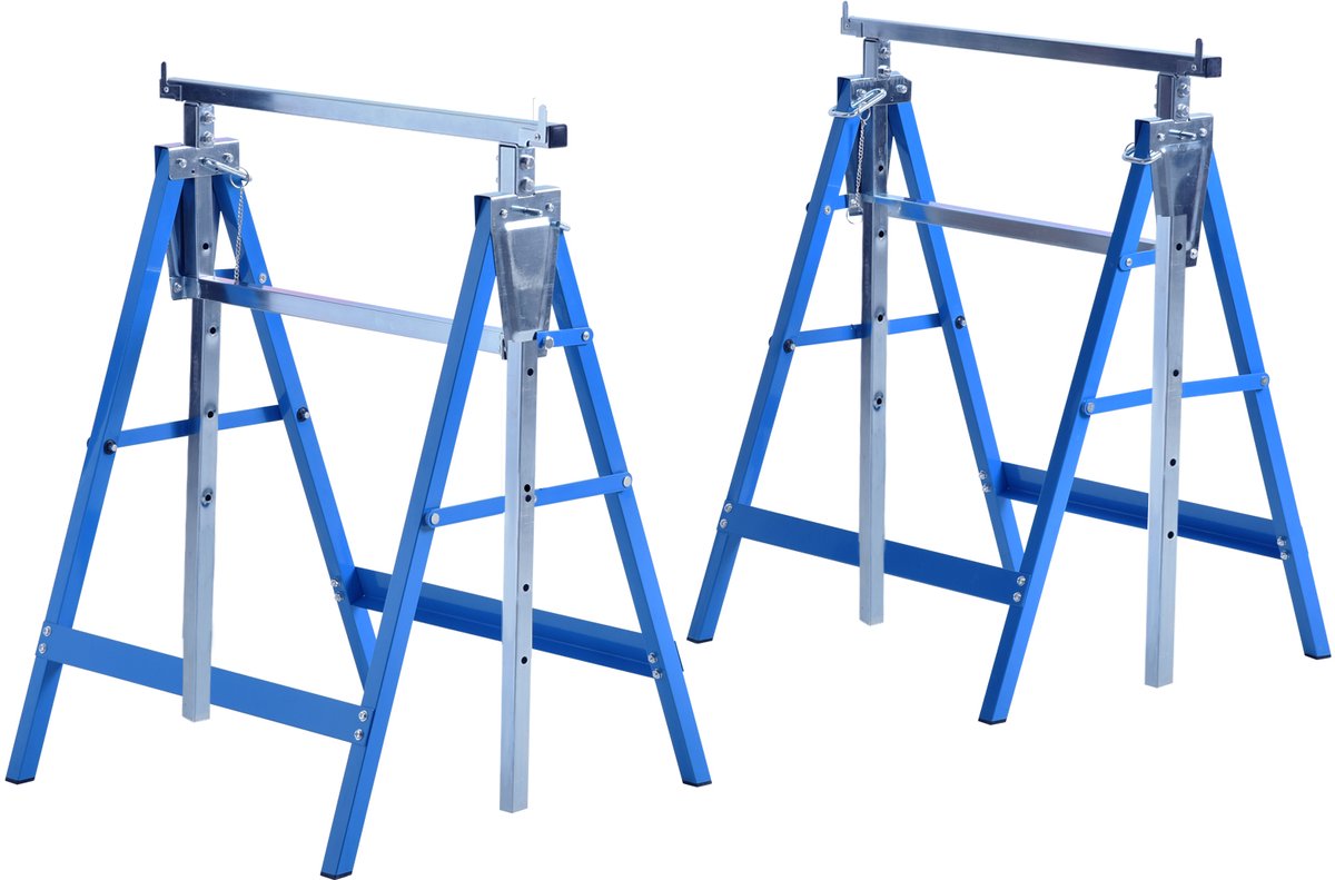 Schragen 2 stuks - in hoogte verstelbaar 80-130cm - tot 200kg - metaal - klapbaar