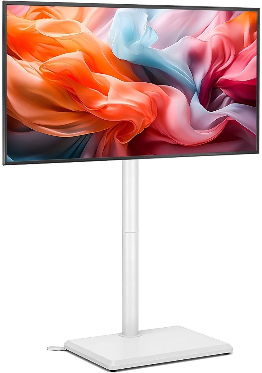 NIVA® Tv Standaard Verijdbaar - Tv Statief - Tv Standaard Verrijdbaar - Wit - 44cm x 34cm x 12cm