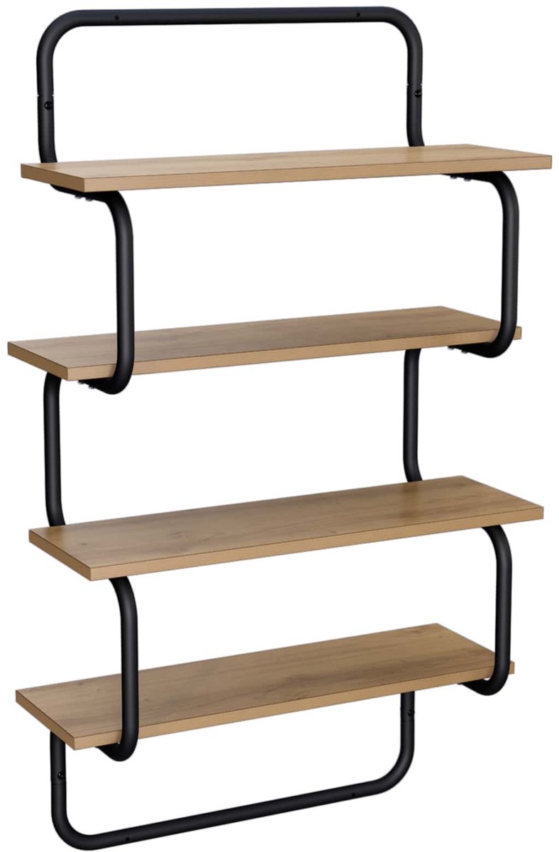 vidaXL 4-laags - Wandplank - Artisanaal - eiken - 40 - x - 24,5 - x - 104 - cm Artisanaal eiken