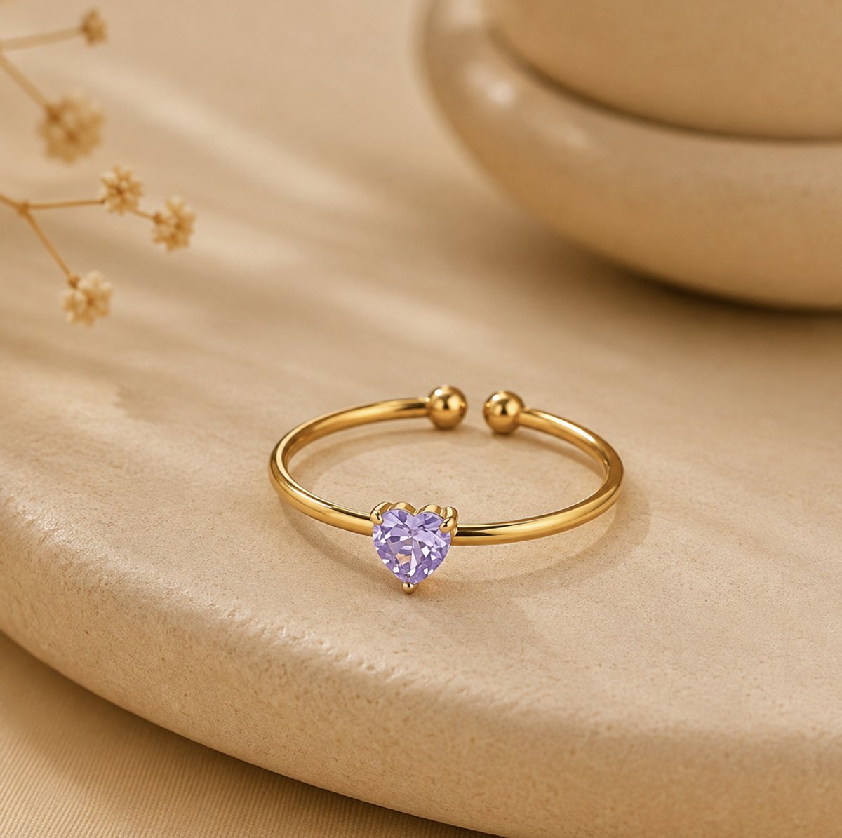 Maevi® Geboortesteen Ring - Maand: Juni - Geboortesteen / Geboorte Cadeau - Kraamcadeau - Ring / Sieraad - Geboortesteen / Birthstone - Hoge Kwaliteit - Roestvrijstaal / RVS / Stainless Steel - Verkleurt Niet - Incl. Luxe Verpakking - Verstelbaar