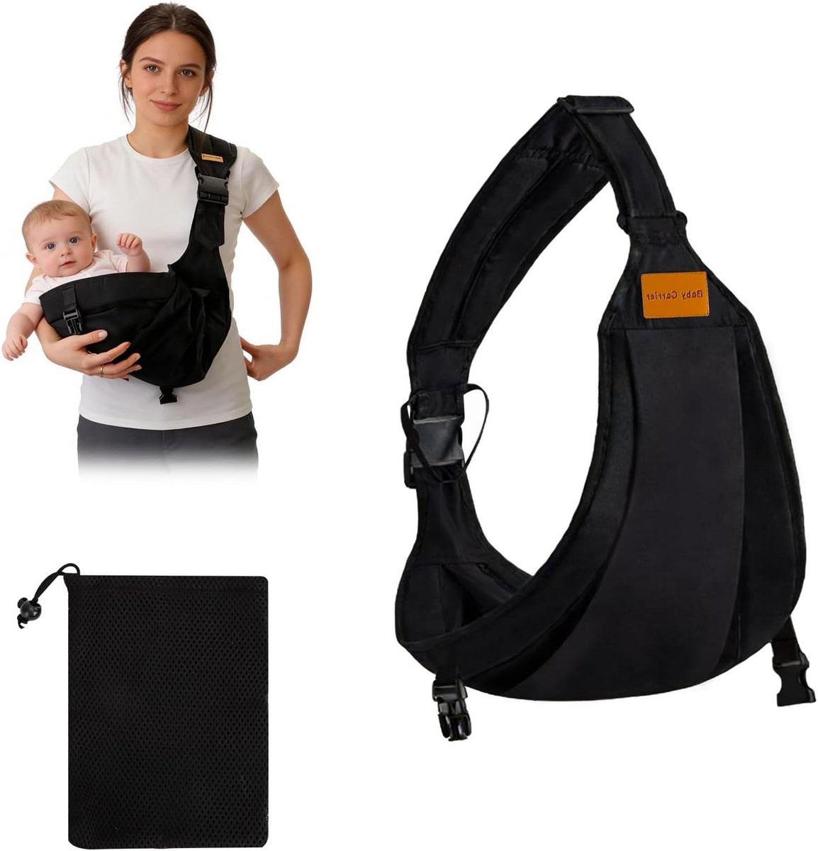 Draagzak Baby Draagdoek - Babysjaal Baby Sling - Baby Vervoeren - Ergonomisch Ontwerp - Tot 25 kg - Crème