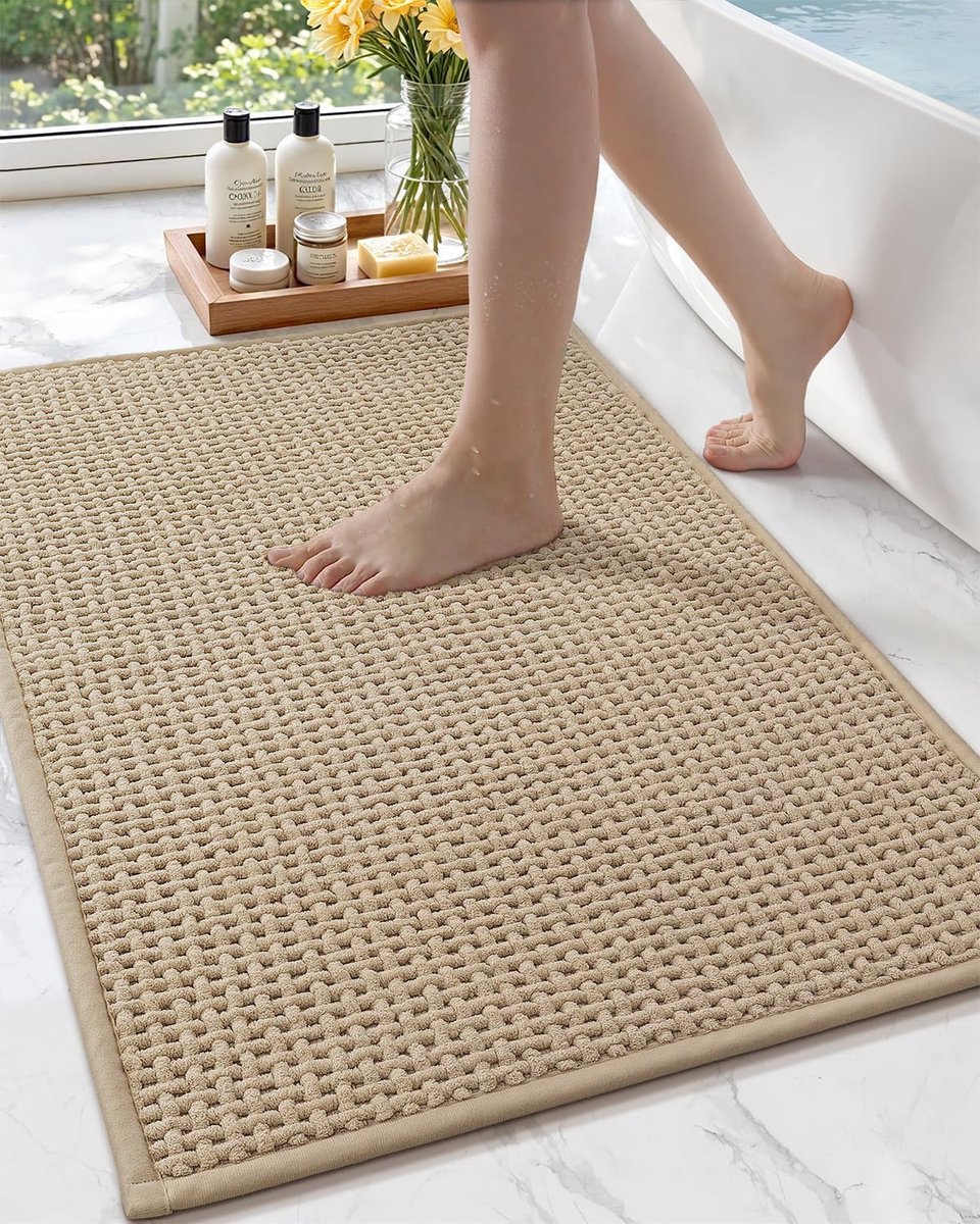 Badmat - Antislip, zacht en absorberend - Chenille Beige 44 x 75 cm