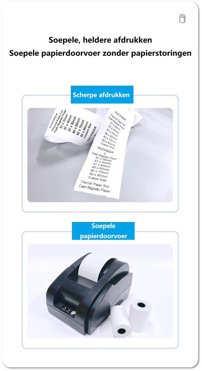 ATXANC Thermisch Papier 57 x 40 mm – Thermisch Printerpapier – 24 Rollen – Scherpe en Heldere Afdrukken – Strak Opgerold – Papier Zonder Storingen