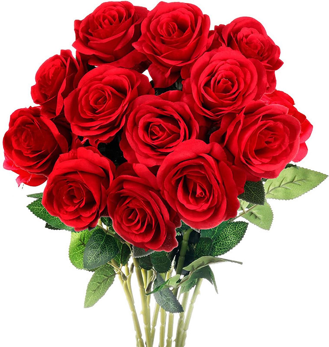 KELERINO. Kunstrozen Rood 50 cm – 12 Stuks – Zijden Kunstbloemen – Rode Rozen – Nepbloemen voor Vaas & Decoratie
