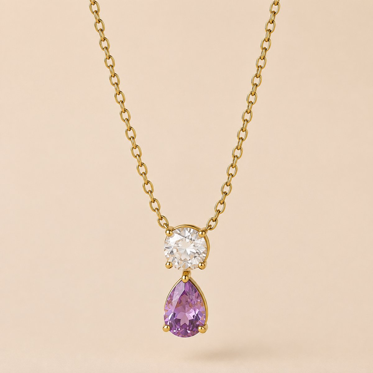 Maevi® Ketting met Geboortesteen - Maand: Januari - Kleur: Goud - Birth Stone - Geboorte Cadeau / Kraamcadeau - RVS / Stainless Steel / Roestvrijstaal - Geboorte Steen - Ketting / Necklace - Hoge Kwaliteit - Incl. Luxe Verpakking