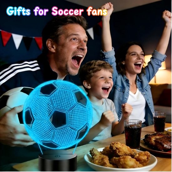 Cadeau met voetbalthema - geschikt voor zowel jongens als meisjes - kindervoetballamp - 3D-nachtlampje - 16 kleuren kunnen worden aangepast met de afstandsbediening - geschikt verjaardagscadeau voor jongens van 6, 7, 8, 9 en 10 jaar. van Onsmat — afbeelding 3