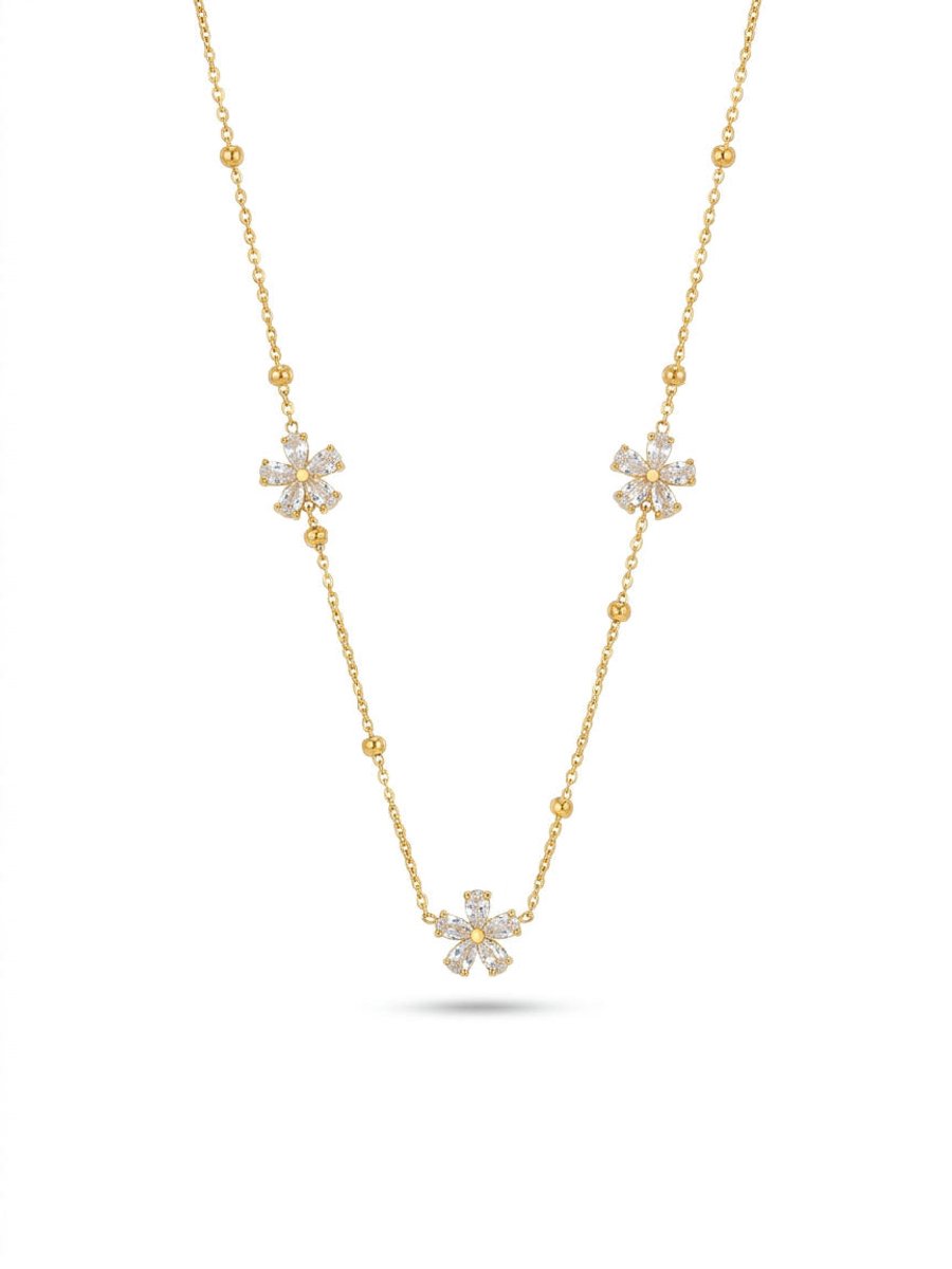 Flora - Bloemen Ketting - Goud - Stainless Steel - -