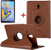 Samsung Galaxy Tab A 10.5 (2018) Hoes + Screenprotector - 360 Graden Draaibaar Book Case Cover Leer - Hoesje van iCall - Bruin