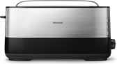 Philips Viva Collection Grille-pain, fente longue, RV intégré, métal, noir