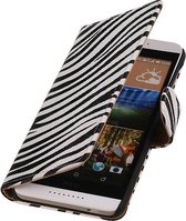 Zebra Bookstyle Wallet Case Hoesjes voor HTC Desire 626 Wit