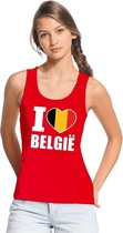 Rood I love Belgie supporter singlet shirt/ tanktop dames - Belgisch shirt dames L