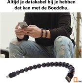 Buddha - USB Data armband - geintegreerd oplaadsnoer - Micro USB - Stijlvol & altijd mee - 24cm lang