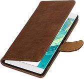 Bark Bookstyle Wallet Case Hoesjes voor Sony Xperia C6 Bruin