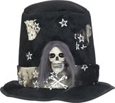 Europalms - Halloween - Decoratie - Versiering - Accesoires - Halloween kostuum Top-Hat met Schedel