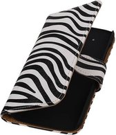 Zebra Bookstyle Wallet Case Hoesjes voor HTC Desire 526 / Plus Wit
